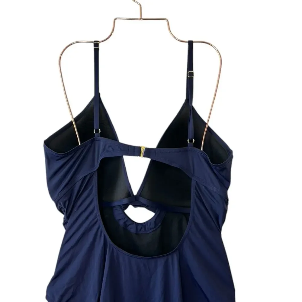 Hilor One Piece Ruched Twist Front Tummy Control Underwire Push Up Bathing Suit - Picture 5 of 12